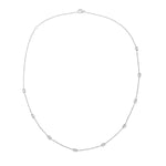Load image into Gallery viewer, 14K White Gold Emerald Diamond Station Necklace