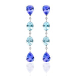 Load image into Gallery viewer, CASATO 18K White Gold Naturelle Tanzanite and Aquamarine Earrings