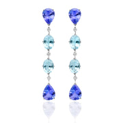 CASATO 18K White Gold Naturelle Tanzanite and Aquamarine Earrings