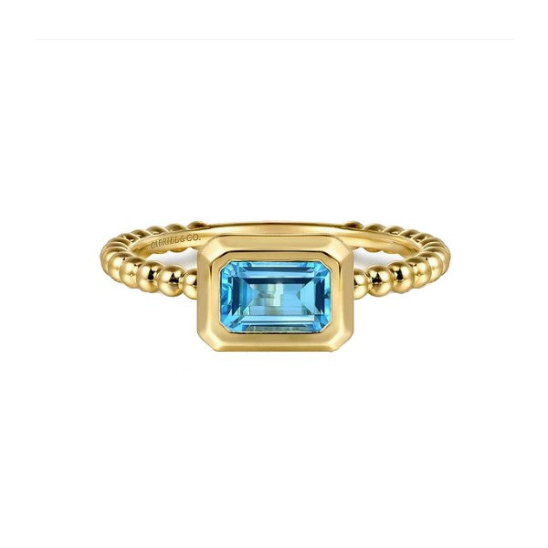 14K Yellow Gold Swiss Blue Topaz Stackable Ring