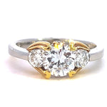 Load image into Gallery viewer, Platinum and 18K Yellow Gold 3-Stone Diamond Engagement Ring