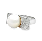 Load image into Gallery viewer, Pearl and Pave' Diamond ring-Final Sale