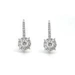 Load image into Gallery viewer, 14K White Gold Diamond Cluster Drop Earrings