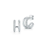 Load image into Gallery viewer, WALTERS FAITH 18K White Gold Morrell Elongated Link Small Hoop Earrings