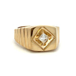 Load image into Gallery viewer, 14K Yellow Gold Men's Diamond Signet Ring