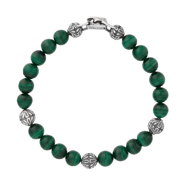 JOHN VARVATOS Gothic Sterling Silver Malachite Single-Strand Bracelet