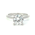 Load image into Gallery viewer, 14K White Gold Round Solitaire Engagement Ring With Hidden Diamond Halo