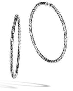 Load image into Gallery viewer, Classic Chain Silver Medium Hoop Earrings
