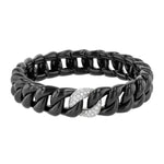 Load image into Gallery viewer, DEMEGLIO Groumette Stretchable Black Ceramic Curb Link Bracelet with Diamond Link
