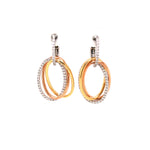 Load image into Gallery viewer, 18K Yellow and White Gold Inerlocking Circle Earrings with Diamonds