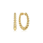 Load image into Gallery viewer, 14K Yellow Gold 20mm Beaded Hoop Earrings