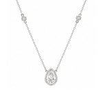Load image into Gallery viewer, 18K White Gold Bezel Pear Diamond Necklace