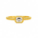 Load image into Gallery viewer, 14K Yellow Gold Bezel Emerald Diamond Ring
