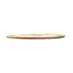 Load image into Gallery viewer, 14K Yellow Gold Rainbow Sapphire Flexible Bangle Bracelet