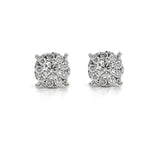 Load image into Gallery viewer, 14K White Gold Diamond Cluster Stud Earrings