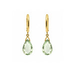 Load image into Gallery viewer, 14K Yellow Gold Green Amethyst Briolette Earrings