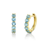 Load image into Gallery viewer, SLOANE STREET 18K Yellow Gold Swiss Blue Topaz Huggies