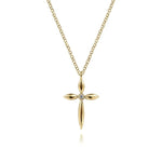 Load image into Gallery viewer, 14K Yellow Gold Diamond Cross Pendant Necklace