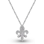 Load image into Gallery viewer, Diamond Small Fleur Di Lis Necklace