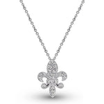 Load image into Gallery viewer, 14K White Gold Diamond Fleur Di Lis Necklace