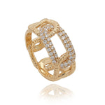 Load image into Gallery viewer, 14K Yellow Gold Diamond Link Ring