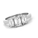 Load image into Gallery viewer, Platinum 3-Stone Emerald Cut Diamond Engagement Ring - Proposal Ready