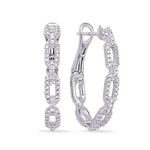 Load image into Gallery viewer, 18K White Gold Chain Oval Hoop Earrings with Diamonds