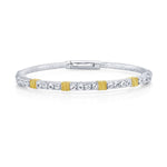 Load image into Gallery viewer, SLOANE STREET Sterling Silver and 18K Yellow Gold White Topaz Bangle Bracelet