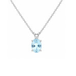 Load image into Gallery viewer, 14K White Gold Oval Blue Topaz and Diamond Pendant
