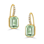Load image into Gallery viewer, 18K Yellow Gold Green Amethyst and Diamond Earrings