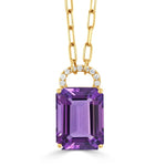 Load image into Gallery viewer, 18K Yellow Gold Amethyst Pendant Necklace