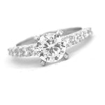 Load image into Gallery viewer, 18K White Gold Side Stone Diamond Engagement Ring