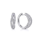 Load image into Gallery viewer, 14K White Gold Twisted Diamond Huggie Earrings