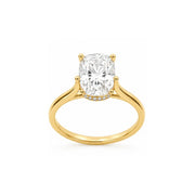 14K Yellow Gold Solitaire Hidden Halo Engagement Ring