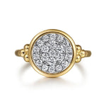Load image into Gallery viewer, 14K Yellow and White Gold Round Disc Diamond Ring
