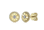 Load image into Gallery viewer, 14K Yellow Gold Radial Beaded Yellow & White Gold Stud Earrings