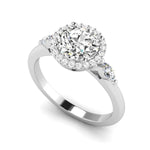 Load image into Gallery viewer, 3-Stone Halo Diamond Engagement Ring