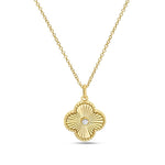 Load image into Gallery viewer, 14K Yellow Gold Diamond Clover Necklace