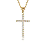 Load image into Gallery viewer, MICHAEL M 14K Yellow Gold Diamond Cross Pendant