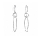 Load image into Gallery viewer, 18K White Gold Double Hoop Diamond Earrings