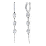 Load image into Gallery viewer, 18K White Gold Linear Drop Pear Diamond Earrings