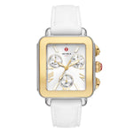 Load image into Gallery viewer, MICHELE Deco Sport Chronograph Gold-Plated White Silicone Watch
