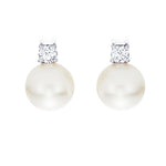 Load image into Gallery viewer, Pearl and Diamond Stud Earrings
