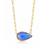 Load image into Gallery viewer, 18K Yellow Gold Sideways Pear Opal Necklace
