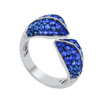Load image into Gallery viewer, 14K White Gold Blue Sapphire Open Shank Ring