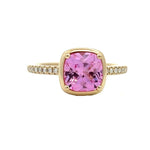 Load image into Gallery viewer, 14K Yellow Gold Created Pink Sapphire and Diamond Ring