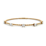 Load image into Gallery viewer, 14K Yellow Gold Flexible Bangle Bracelet with Multi-Shaped Diamond Stations