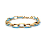 Load image into Gallery viewer, 14K Yellow Gold and Blue Enamel Link Bracelet