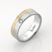 TENO Stainless Steel and 18K Yellow Gold Diamond TaMor Love Ring - FINAL SALE