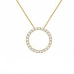 Load image into Gallery viewer, 14K Yellow Gold Open Circle Diamond Pendant Necklace